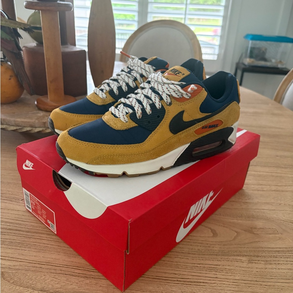 Nike Air Max 90 Sneakers - Navy and Mustard